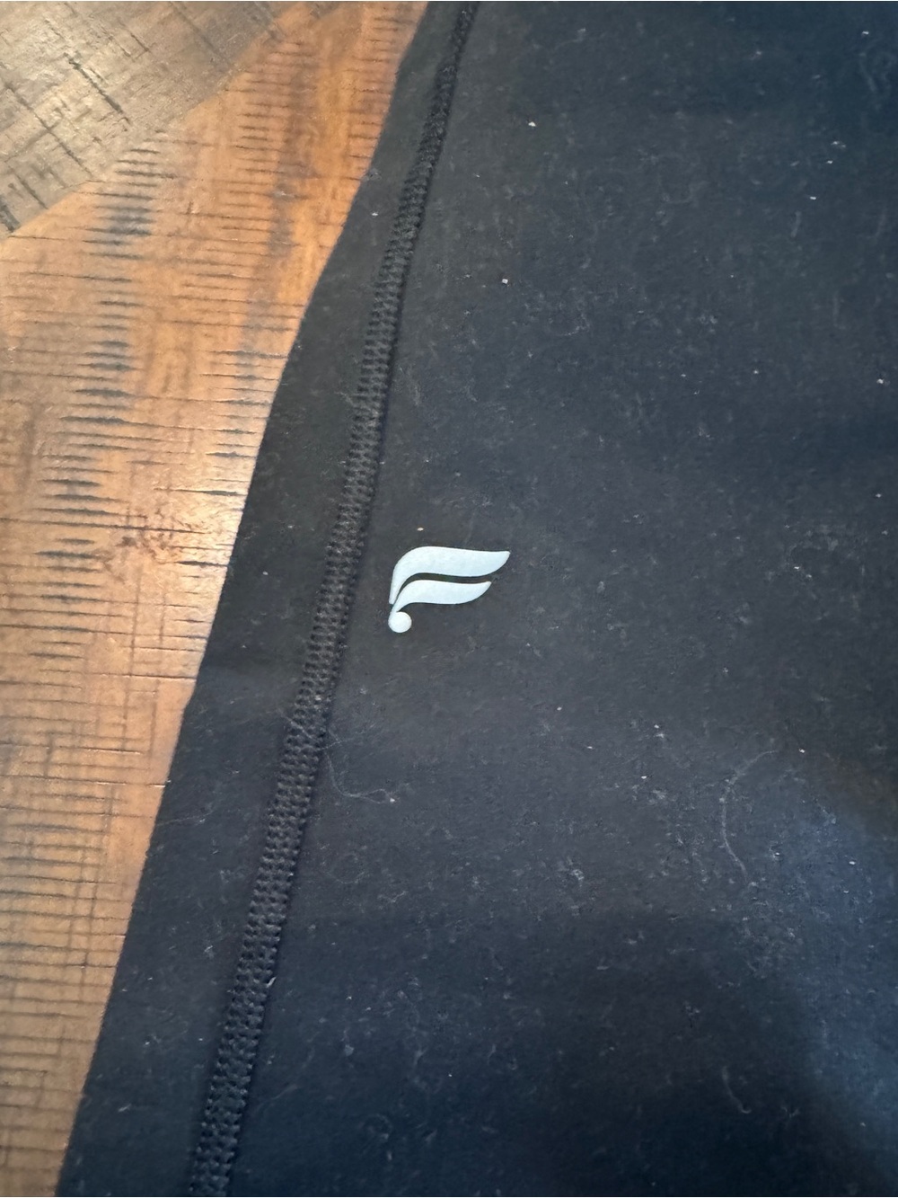 Fabletics PowerHold Black Leggings with Subtle White Logo